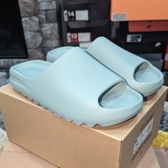 Adidas Yeezy Light Blue Sandals with Contoured Footbed